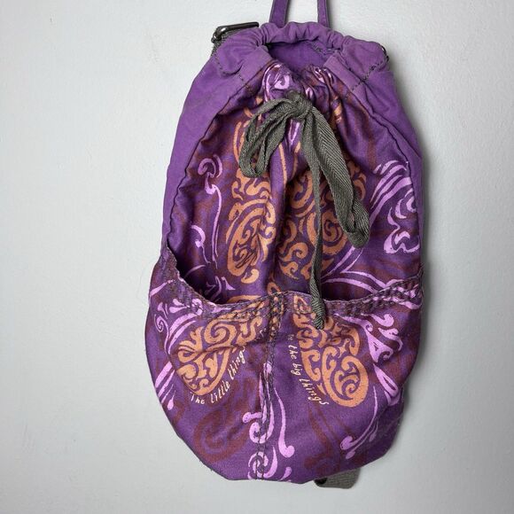 LIFE IS GOOD KNAPSACK BACKPACK DAYPACK Purple Orange w/ Green Brown Straps - Picture 1 of 6